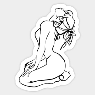 Simple And Aesthetic One Line Art Woman Sticker